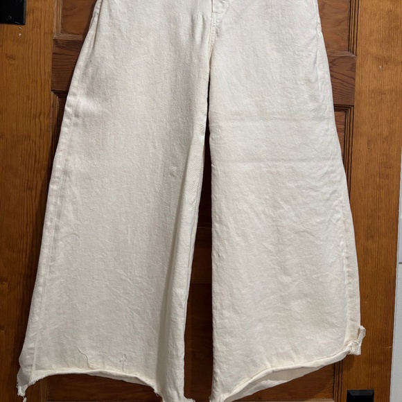 WOMENS PAIGE WIDE LEG HIGH RISE IVORY DENIM - Picture 6 of 12